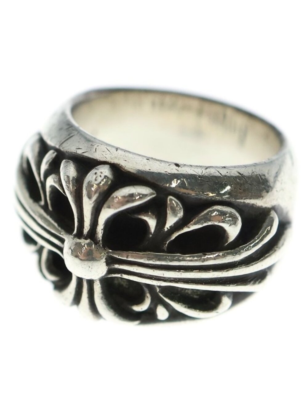 Chrome Hearts Flrl Floral Cross Ring Silver